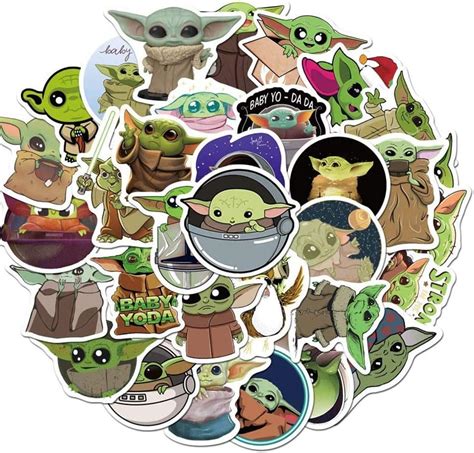 CHLD 50Pcs Baby Yoda Stickers, Includes The Mandalorian Sticker with ...