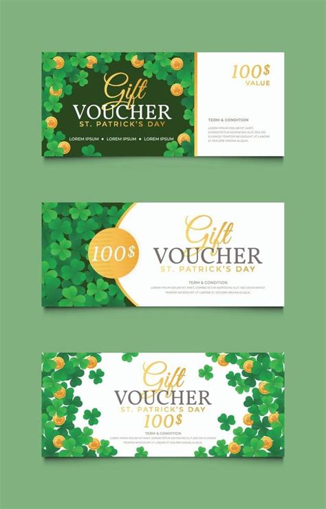 Set of Gift Voucher Card Discount For Saint Patrick's 1953757 Vector Art at Vecteezy