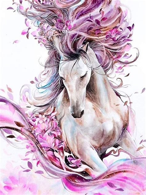 Pink Horse Diy 5d Diamond Painting Kits for Adults, Diamond Art Full Drill Embroidery Paint With ...