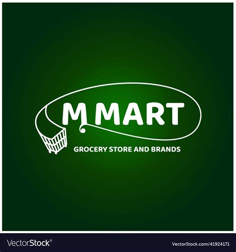 M mart grocery store and brands logo Royalty Free Vector