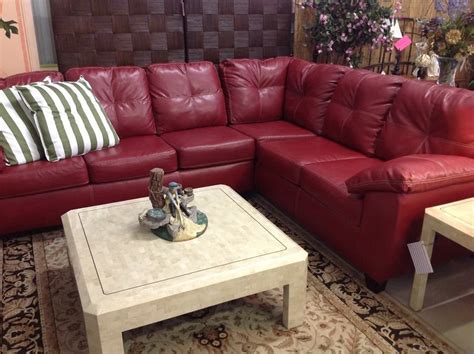 Gorgeous new red leather sectional with white stitching. #luxurious # ...