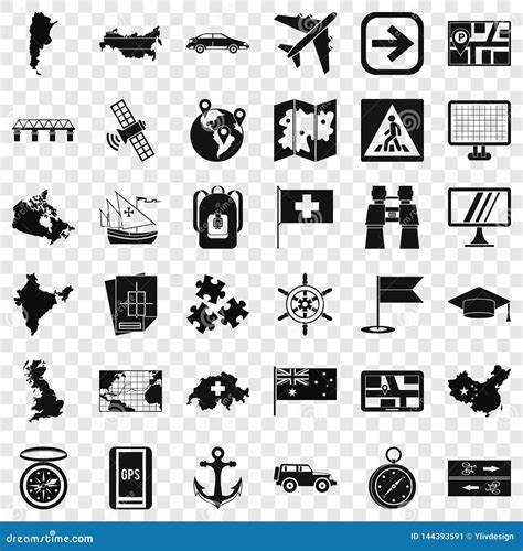 Cartography Icons Set, Simple Style Stock Vector - Illustration of sail, travel: 144393591