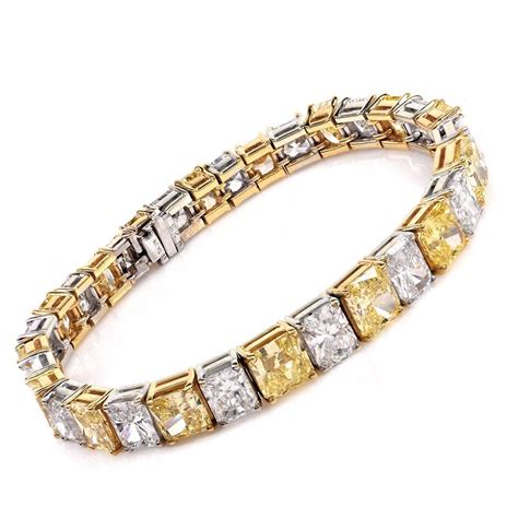 GIA Certified Natural Vivid and Fancy Yellow and White Diamond Bracelet﻿ For Sale at 1stdibs