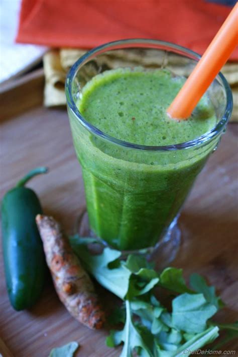 Hot Rocket Arugula, Jalapeno, and Turmeric Smoothie Recipe | ChefDeHome.com