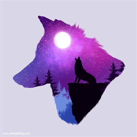 Wolf silhouette Illustration using Procreate