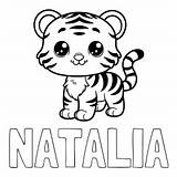NATALIA Coloring Page Alongside Cute Tiger Cub sketch template