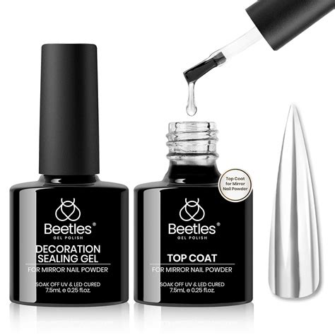 Amazon.com : Beetles Gel Top Coat for Chrome Nail Powder and Decoration Sealing Gel, 7.5ml*2PCS ...