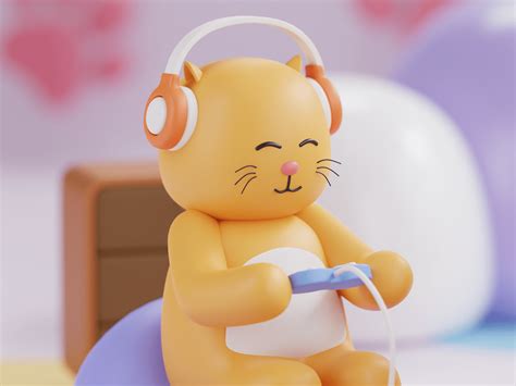 3D Cat Cute Playing Game on Behance