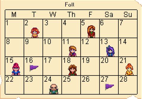 Stardew Valley Birthday Guide: gifts and calendar | Stardew valley