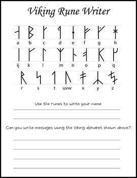 Viking Alphabet Runes and Viking Men Colouring Worksheet - Leif Erikson day