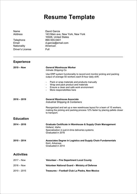 Microsoft Office Word 2003 Resume Templates - Resume Example Gallery