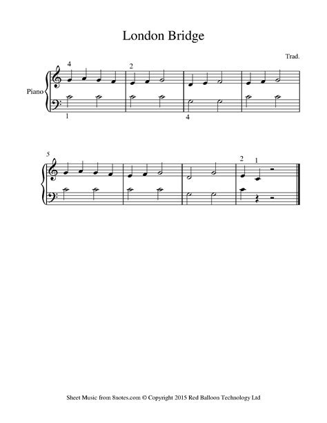 Sheet Music For London Bridge | Printable Templates Free