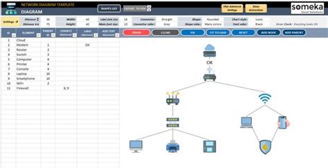 Network Diagram Template | Excel templates, Interactive network, Templates