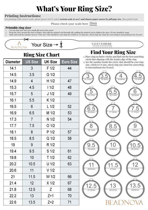 How to Measure Ring Size at Home? A Simple Way to Resize Rings - Beadnova | Printable ring size ...