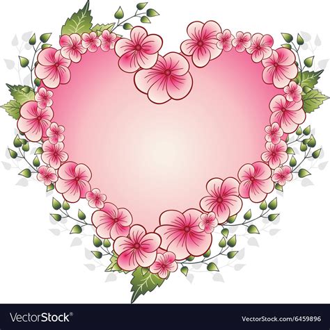 Floral frame with heart Royalty Free Vector Image