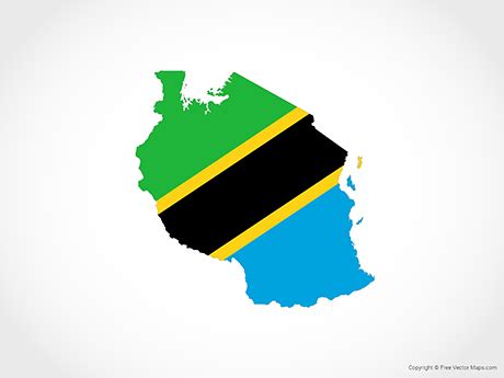 Printable Vector Map of Tanzania - Flag | Free Vector Maps