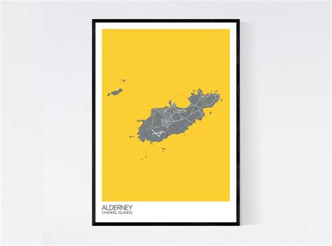 Alderney Channel Islands Map Art Print Many Colours | Etsy