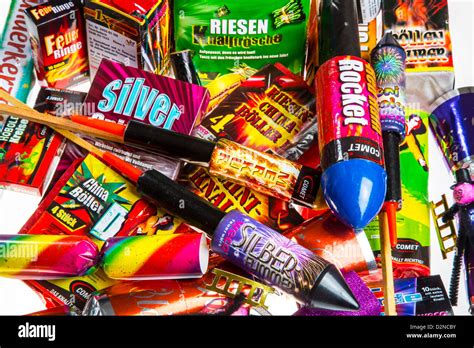 Different types of fireworks Stock Photo - Alamy