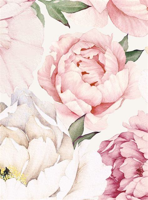 Peony Flower Mural Wallpaper Mixed Pink Watercolor Peony - Etsy | Flower mural, Wall art ...