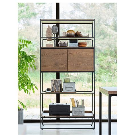 RIVOLI Display Unit 1.8M - Natural Oak & Black – Modern Furniture