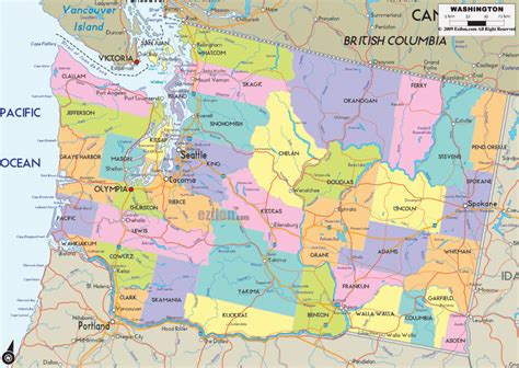 Map Of Washington State Counties And Travel Information | Download - Washington State Counties ...