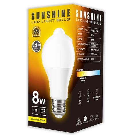 Sunshine LED Bulb MOTION SENSOR 8W E27 Warm White 2700K