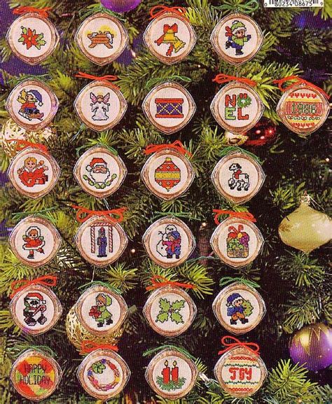 Vintage Cross Stitch Patterns Round Mini Christmas Ornaments | Etsy in ...