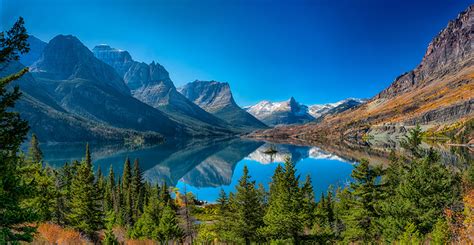 Pictures USA St Mary Lake Glacier National Park Nature Spruce