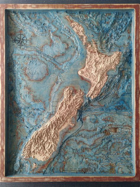 New Zealand 3D Map cut in wood 30 x 15 | Etsy