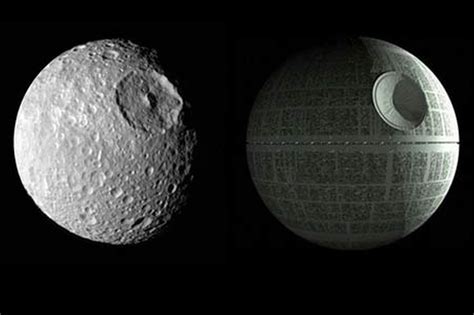 The real death star moon Mimas in orbit around Saturn | Rebrn.com