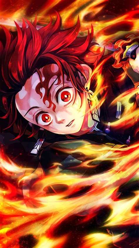 Tanjiro, Flame, Kimetsu no Yaiba, 4k HD Phone Wallpaper | Rare Gallery