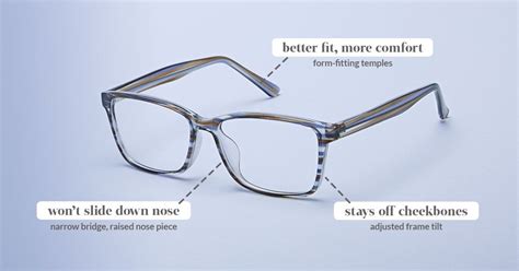 Glasses designed to fit most faces, including low nose bridges. The raised nose bridge keeps ...