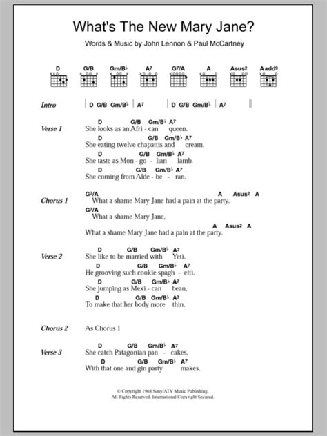 What's The New Mary Jane? by The Beatles - Guitar Chords/Lyrics ...