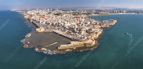 Aerial view of old Acre Old city of Acre, Israel - Stock Image - F041 ...