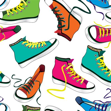 Sneakers tile background. Different sport shoes seamless pattern 523737 Vector Art at Vecteezy