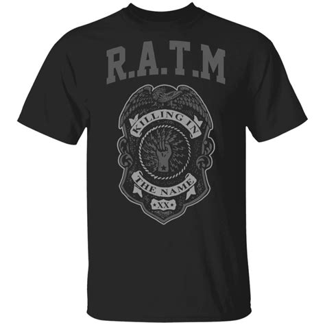 Rage Against The Machine Merch Grey Police Badge Black Shirt (New Design)