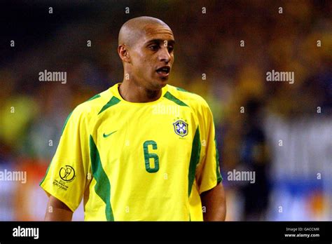 Soccer - FIFA World Cup 2002 - Second Round - Brazil v Belgium. Roberto Carlos, Brazil Stock ...