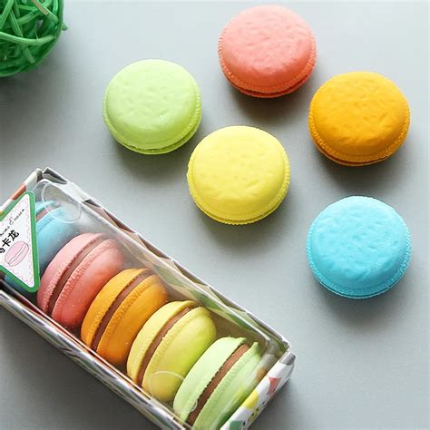 Macarons Sandwich Biscuit Eraser Creativity Cute Student Delicate Dessert Stationery Artificial ...