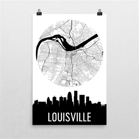 Louisville Skyline Silhouette Art Prints – Modern Map Art