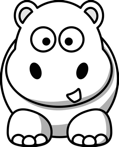 Hippo Face Clipart Black And White