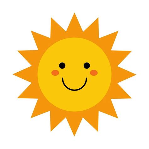 Vector cute sun with face. Funny smiling sun in flat design. Childish ...