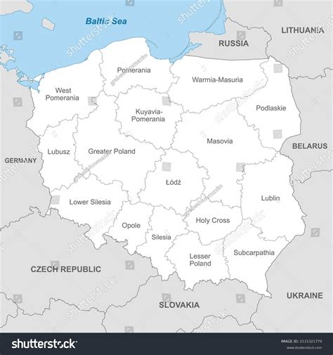 Political Map Poland Borders Borders Regions Stock Vector (Royalty Free ...