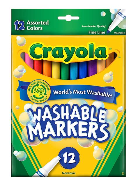 Crayola Washable Markers Assorted Colors Fine Line (Pack Of 3 ...