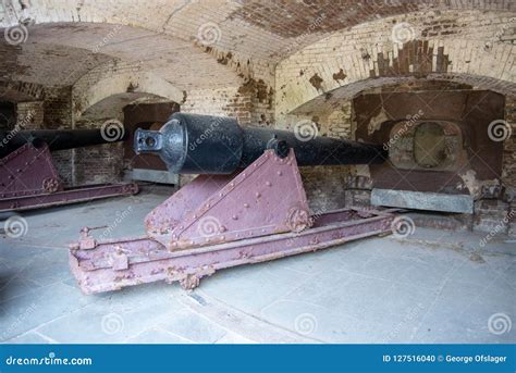 Civil War Heavy Coast Artillery Cannon in Fort Sumter Stock Photo ...