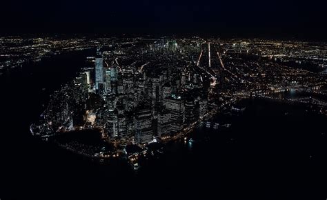 Aerial Photo Of Manhattan At Night NY Postcard | Travel & New York ...