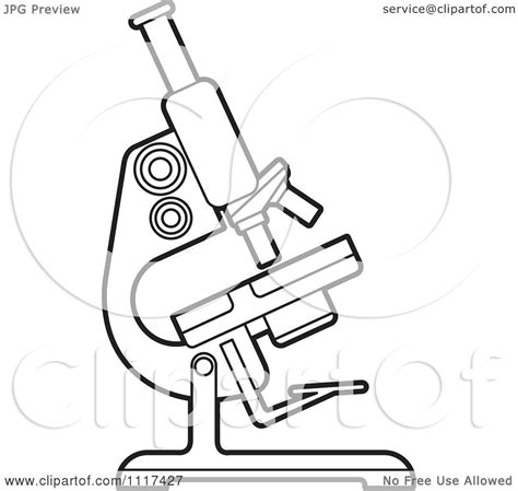 Clipart Of An Outlined Scientific Microscope - Royalty Free Vector Illustration by Lal Perera ...