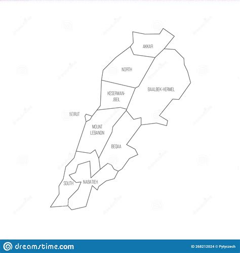 Lebanon Political Map of Administrative Divisions Stock Vector ...