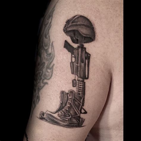 Fallen Soldier Memorial Tattoo by @lambertandgunn - Tattoogrid.net