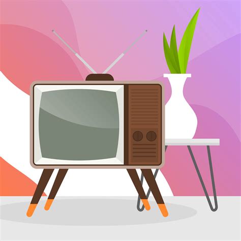 Flat Retro Television With Gradient Background Vector Illustration 226455 Vector Art at Vecteezy