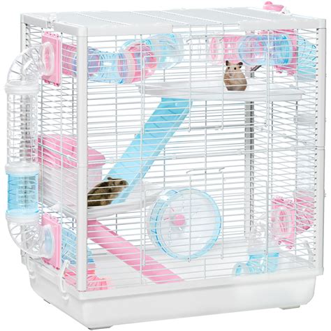 PawHut White Hamster Cage with Tunnel | Wilko